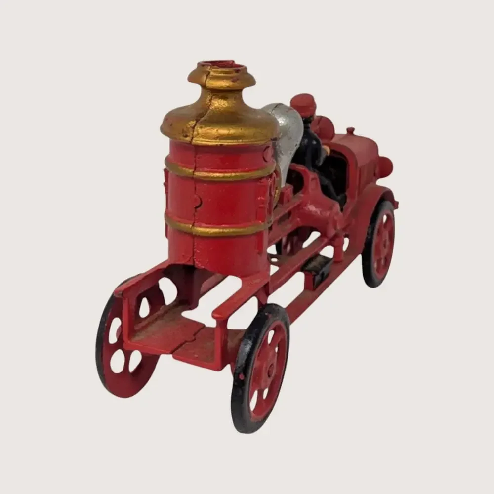 1930s Hubley Cast Iron Pumper Fire Engine with Toy Driver